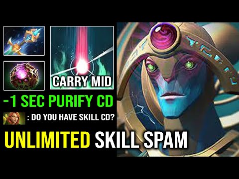 UNLIMITED SKILL SPAM -1s CD Purifying Flames Crazy Mid Oracle with Octarine Carry Dota 2