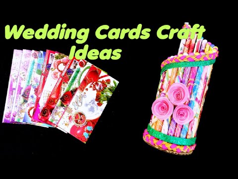 How To Make A Beautiful Flower Vase /Reuses Wedding Cards/Old Invitations Cards Craft Ideas
