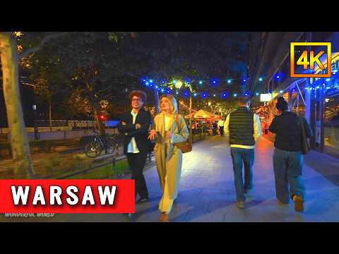 Evening Lights of Europe’s Vibrant Capital – Warsaw City Walk | 4K 60FPS HDR