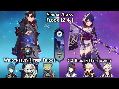 Spiral Abyss 4.1! Wriothesley Hyper Fridge & C2 Raiden Hypercarry | Floor 12 Genshin Impact