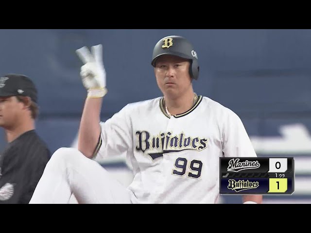 【1回裏】バファローズ・杉本裕太郎 ライトフェンス直撃の先制タイムリーヒットを放つ!! 2022年3月2日 オリックス・バファローズ 対 千葉ロッテマリーンズ