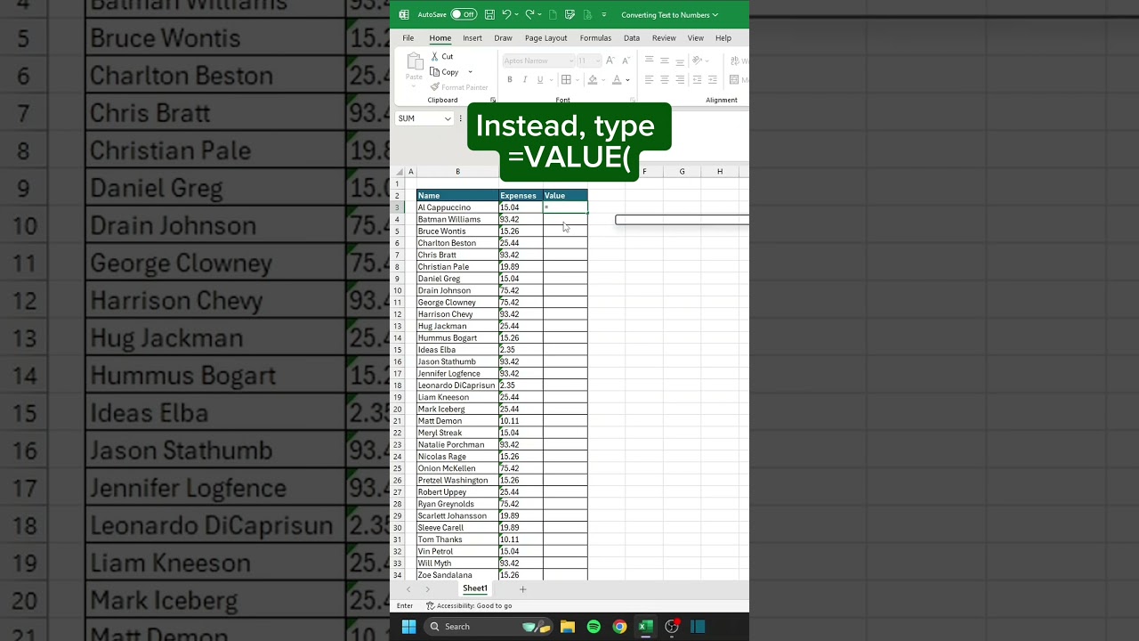 How to Convert Numbers Stored as Text to Numbers 🔢 #excel