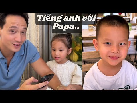 LEON LISA Chattered English With Dad KIM While Waiting For Mom..[LEON LISA Ho Ngoc Ha]