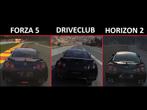 DriveClub vs Forza Horizon 2 vs Forza Motorsport 5 | Nissan GTR Sound & Graphics Comparison
