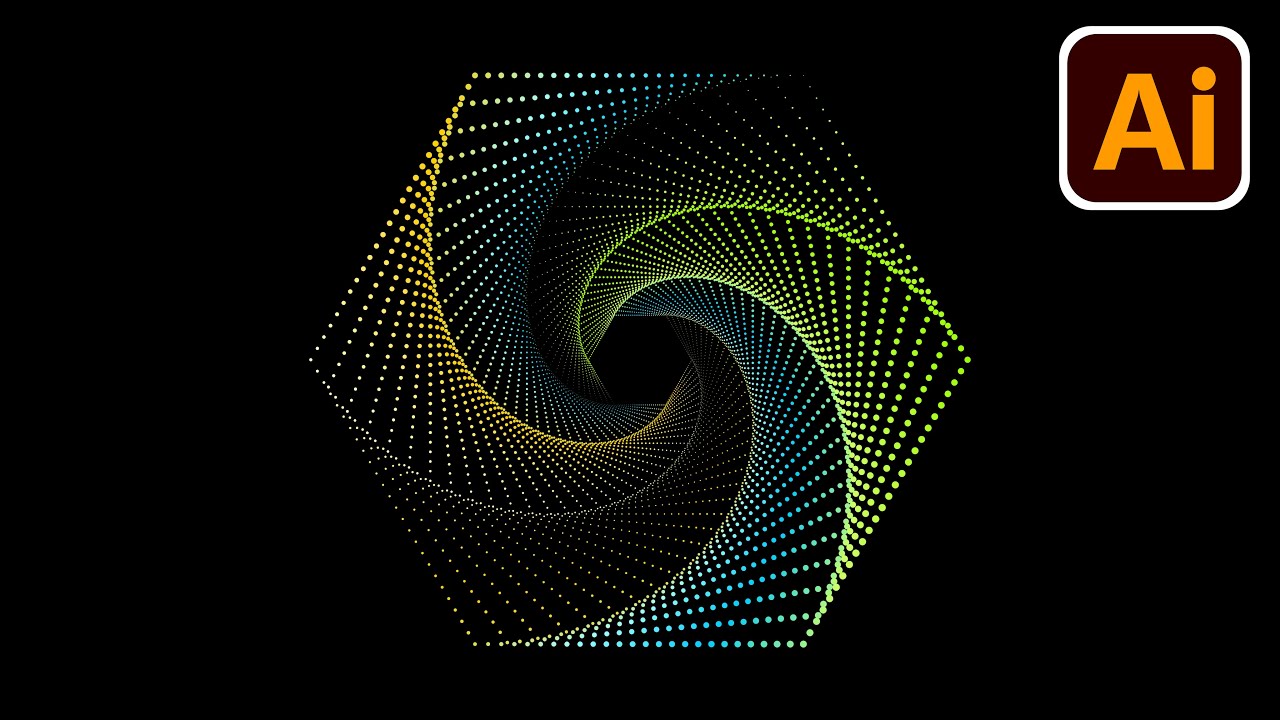 Dotted spiral vortex | Spiral effect | Adobe illustrator tutorials | 016
