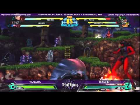 Tourneyplay April Marvel vs Capcom 3 Singles Top 8 - Tanaka vs Sam N - Winners Semi-Finals #1