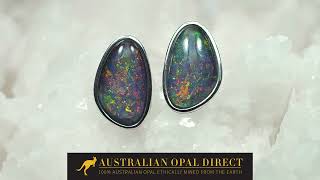 Gold Earrings, Green Earrings, Opal Stud Earrings - Australian Opal Direct | Worldwide Shipping