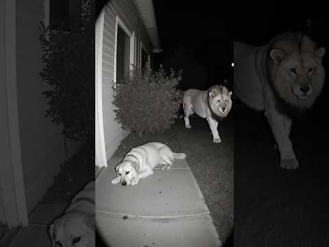 Unbelievable Footage: Dog and Lion Caught Making Peace Sign #ipcamera #homecamera