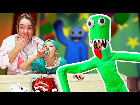 Disfraz de RAINBOW FRIENDS casero GREEN y su cerebro es ¡UNA TARTA de halloween!
