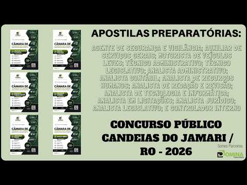 Apostilas Concurso Câmara Municipal de Candeias do Jamari / RO - 2026, Diversos Cargos