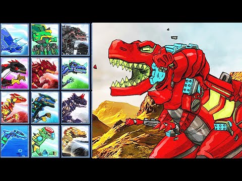 Tyranno Red Renewal - T-Rex Vs 12 Dino Robots | Eftsei Gaming
