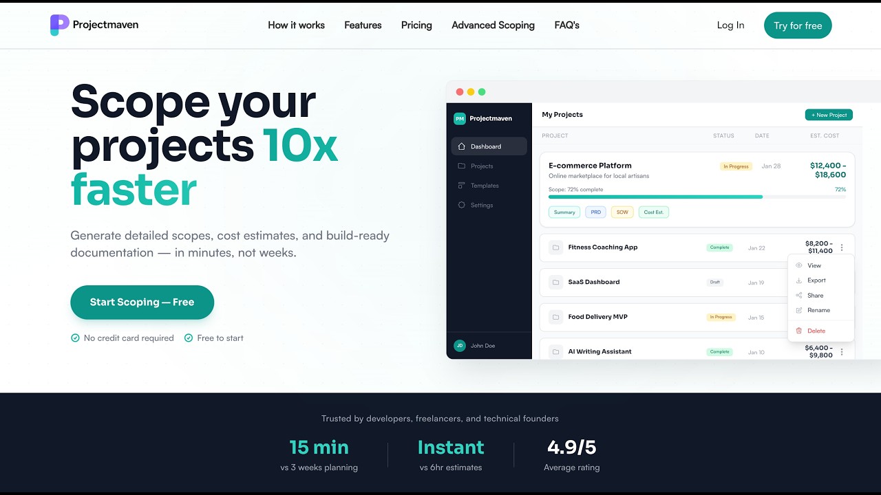 Projectmaven demo video