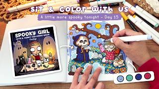 Relaxing Coloring ASMR at a Spooky Puppet Show | Spooky Girl | Sit & Color With Us (Day 15)