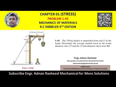 Determine the average normal stress | Problem 1-43 | Stress | Mechanics of materials rc Hibbeler