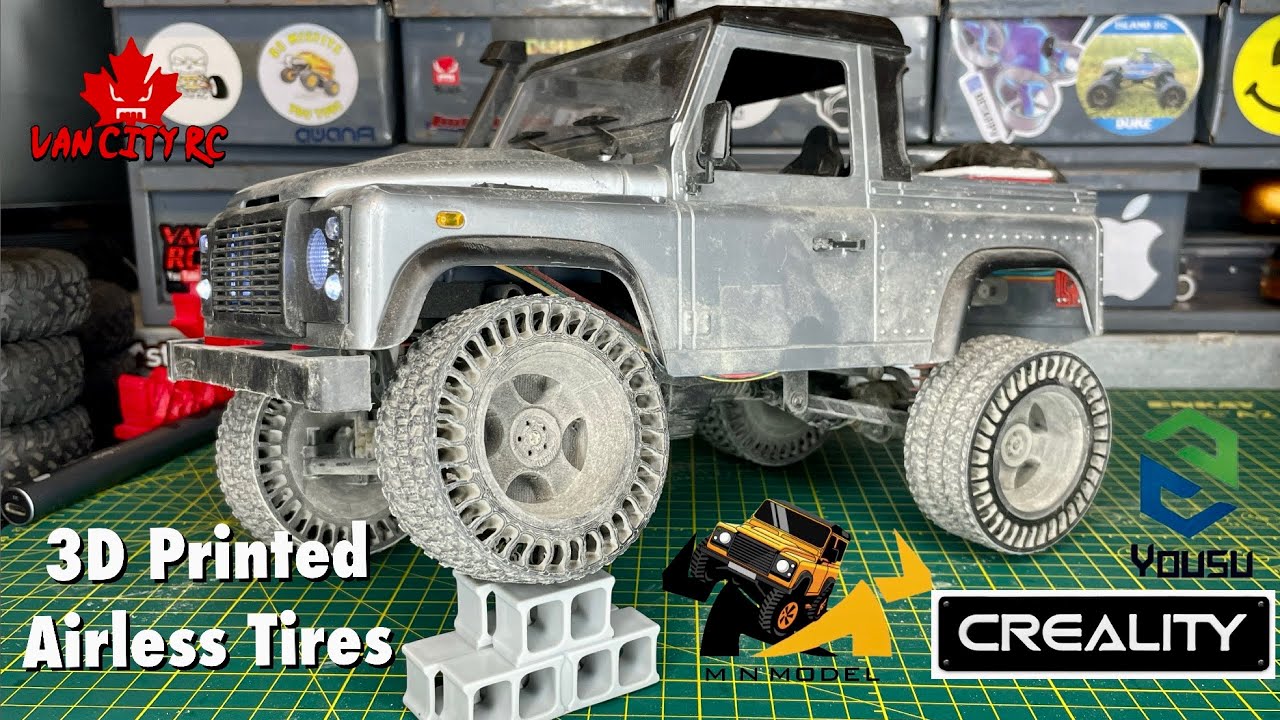 MN99 Land Rover Defender Crawler, 3D Printed Airless Tire Testing