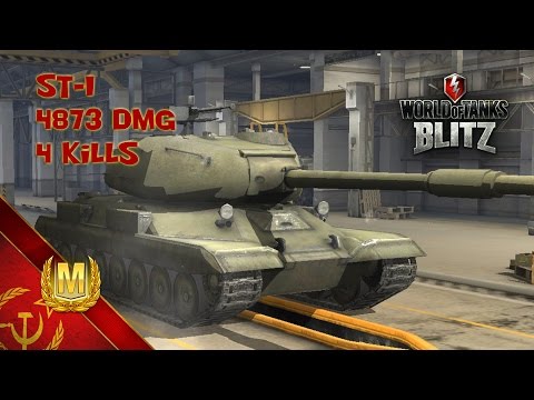 WotBlitz - ST-I - 4873 DMG - 4 kills - Horský potok