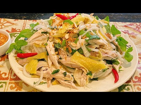 Cách làm gỏi gà xé phay bóp rau răm hành tây ngon