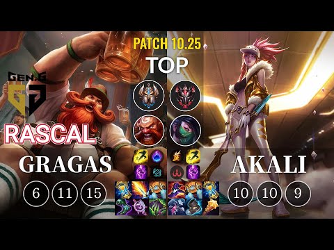 GEN Rascal Gragas vs Akali Top - KR Patch 10.25