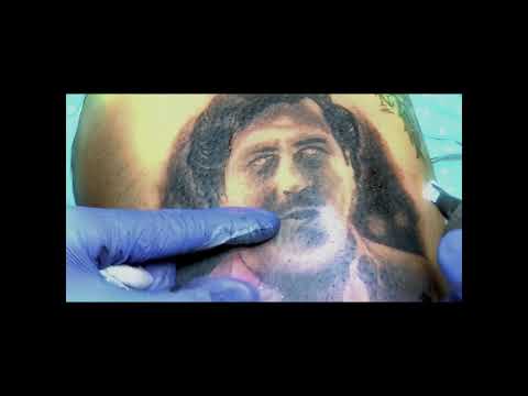 Pablo Escobar tattoo portrait (JomsTattoo Studio)