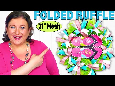 NEW How to make FOLDED RUFFLE WREATH Base using 21 inch Deco Mesh
