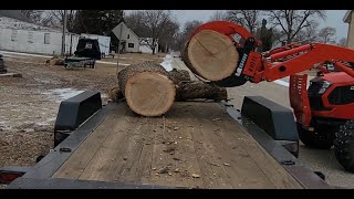 Time to resupply logs to the wood lot The Kioti DK5320SE to the rescue Huge log Ash log load