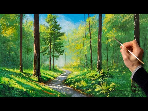 Forest Freshness / Acrylic Painting Landscapes / Easy Art / Drawing Lessons / Satisfying Music