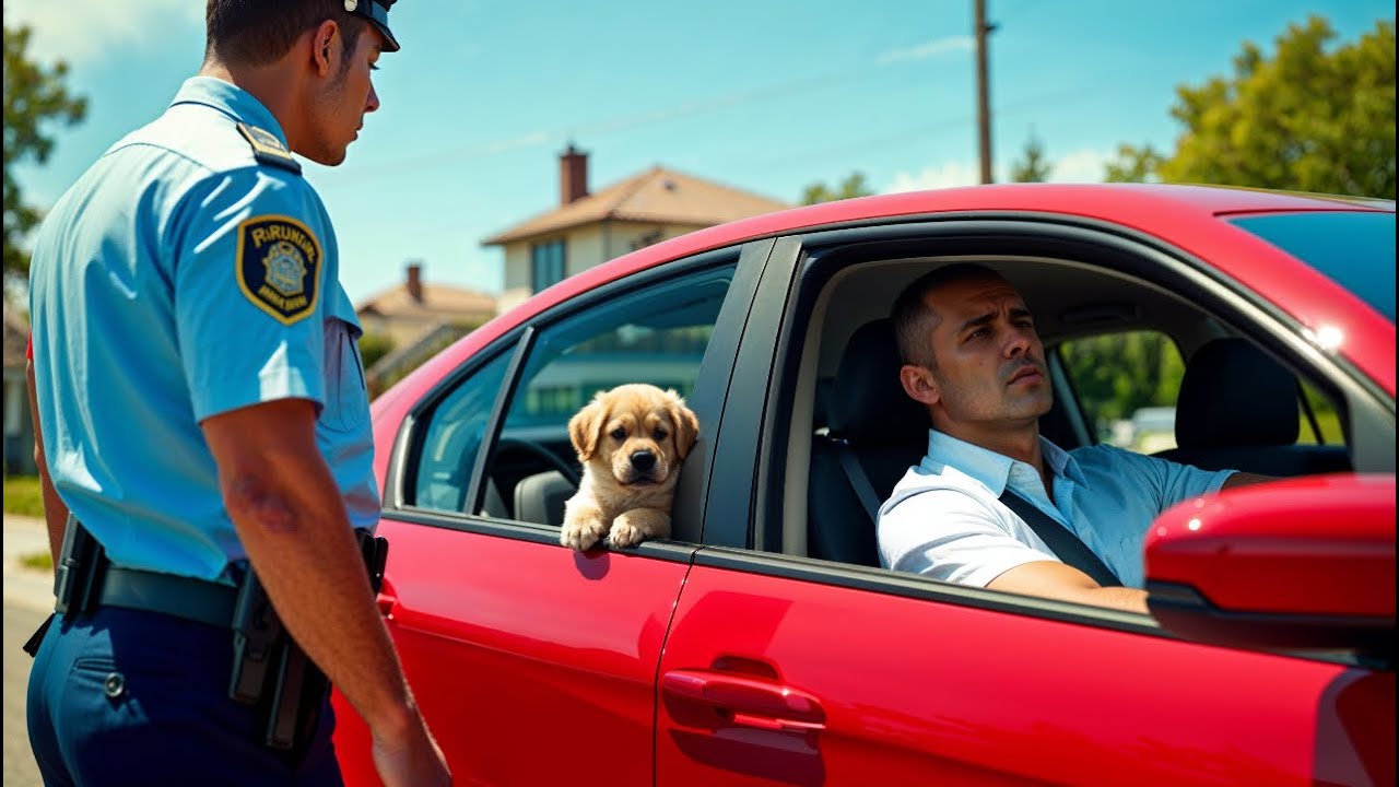 Policial Para Um Carro, Mas Quando Vê o Filhote Na Parte Traseira, Seu Rosto Fica Pálido!