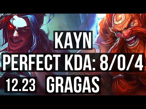 KAYN vs GRAGAS (JNG) | 8/0/4, Legendary, 300+ games | EUW Master | 12.23