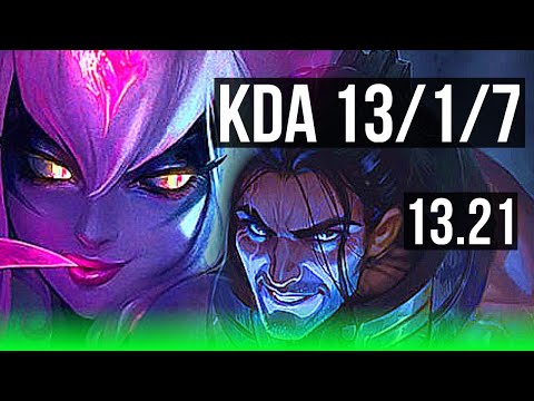 EVELYNN vs SYLAS (JNG) | 13/1/7, 69% winrate, Legendary, Rank 8 Eve | KR Grandmaster | 13.21