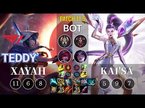 T1 Teddy Xayah vs Kai'Sa Bot - KR Patch 11.5