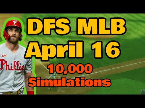 April 16 DFS MLB Top Plays on 10,000 Simulations in Excel