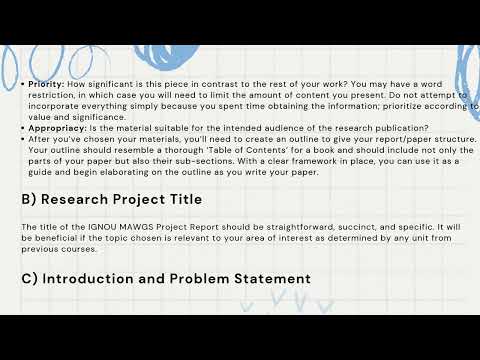 Guidelines to do IGNOU MAWGS Project Report (MWGP-1)