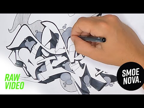Full Graffiti Lettering Process - Flowing Black and White Sketch of "TINGEL"