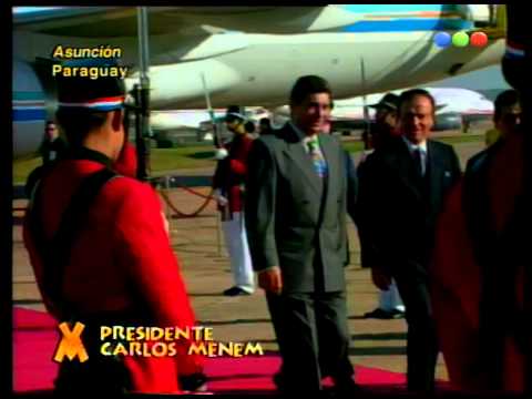 Figurretti en el discurso de Menem en Paraguay - Videomatch 97