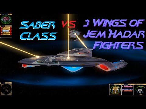 Saber Class vs 3 Wings of Jem'hadar Fighters
