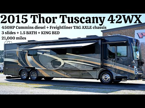 2015 Thor Tuscany 42WX TAG AXLE A Class 450HP Cummins Diesel Pusher @ Porter’s RV Sales - $187,900
