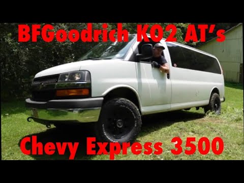 BFGoodrich KO2s the biggest I could fit 275/70/R17/ Chevy Express/ with a send/ incline/ mud