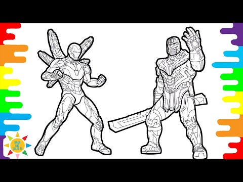 AVENGERS Endgame Iron Man & Thanos  Coloring Pages, Iron Man Coloring Pages, Draw and Color Tv