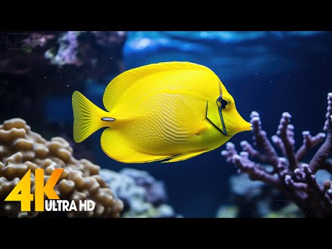 Aquarium 4K VIDEO (ULTRA HD) ???? Beautiful Coral Reef Fish - Relaxing Sleep Meditation Music #101