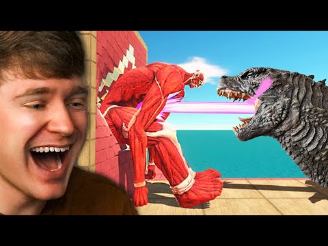 Reacting to the GODZILLA BRIDGE CHALLENGE! (Animal Revolt Battle Simulator)