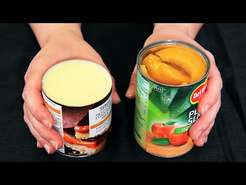 Whisk together condensed milk with canned peaches! The best no-bake creamy dessert!