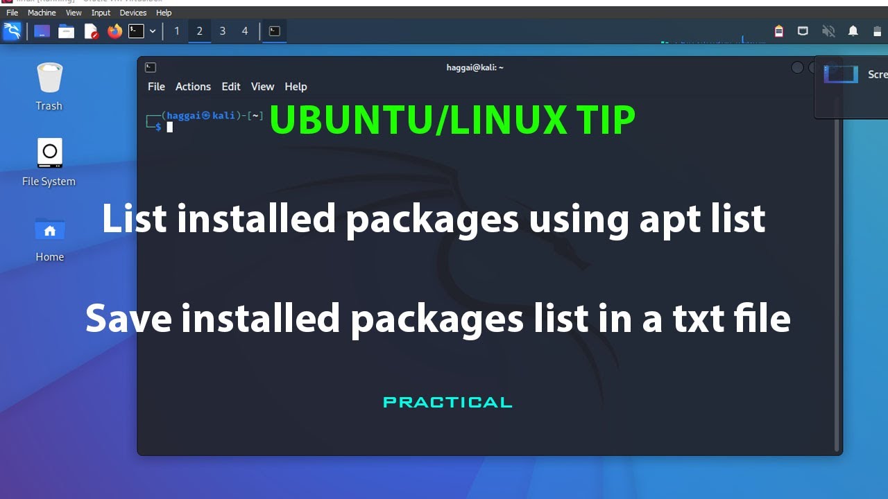 LINUX: List installed packages using apt list and store them in a text file