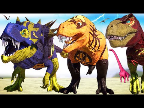 DEADPOOL T-REX vs Wolverine Spinosaurus & Tarbosaurus I-REX Dinosaurs Fight Jurassic World Evolution