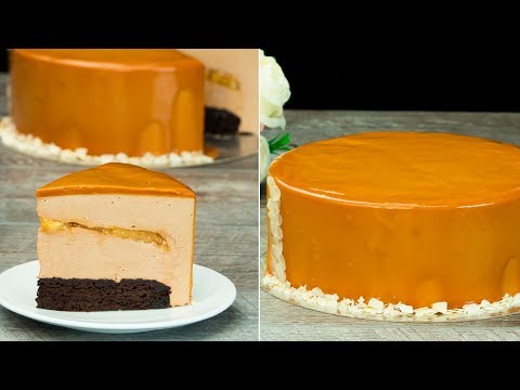 Entremets aux bananes, au caramel et au glaçage miroir – un pur délice ! | Savoureux.tv