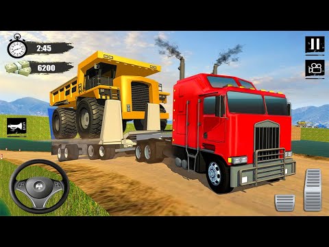 Mega Construction Vehicles Transport Simulator - Blue Long Trailer Truck Driver - Android Gameplay
