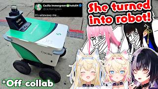 Calli & HoloAdvent's Reaction to Cecilia Becoming a Food Delivery Robot IRL