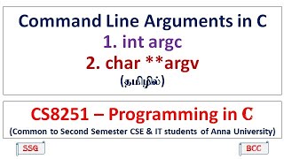 C | Command Line Arguments | argc, argv | Programs | CS8251-Programming in C | Tamil | 55