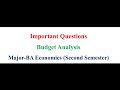Important Questions Budget Analysis