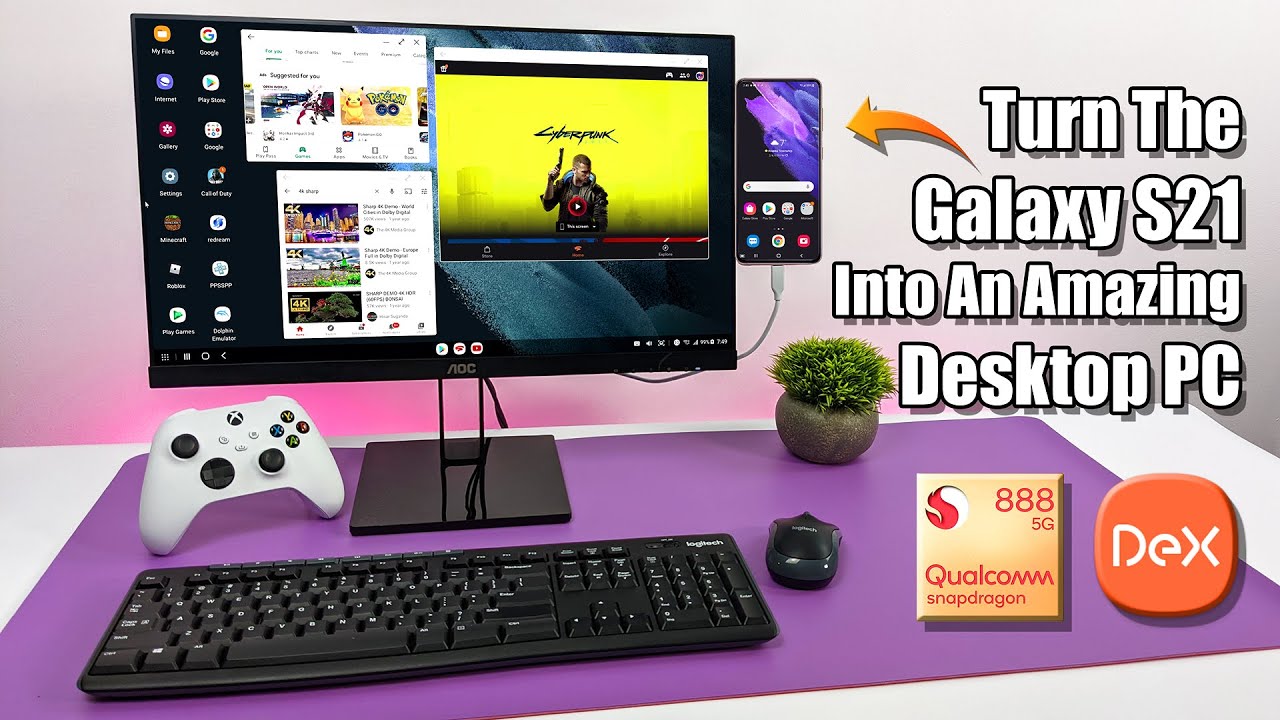 Turn The Galaxy S21+ Into An Amazing Desktop PC! Samsung DEX! Work, Gaming, Emulation