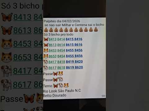 Betto Dourado Palpites Bagaceira dia 04/02/2026 Rio Look São Paulo Nacional 